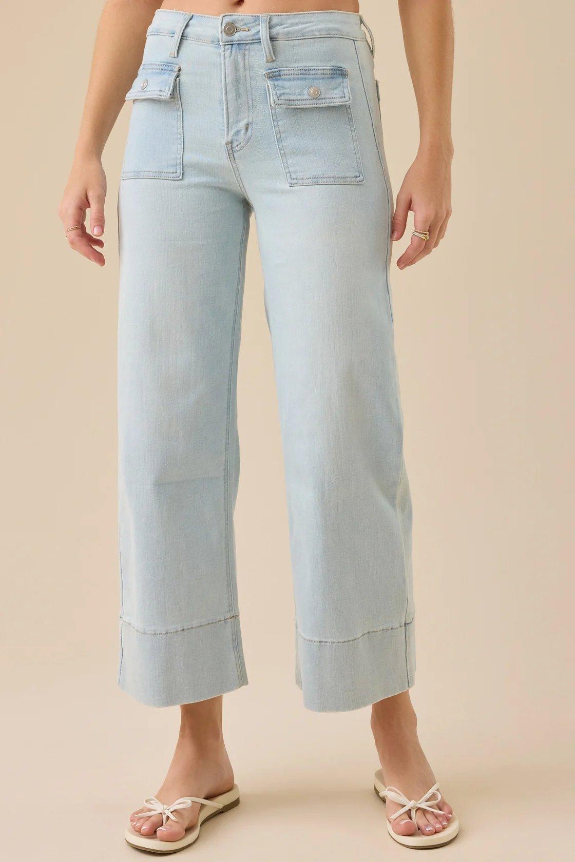 light wash wide leg jeans
