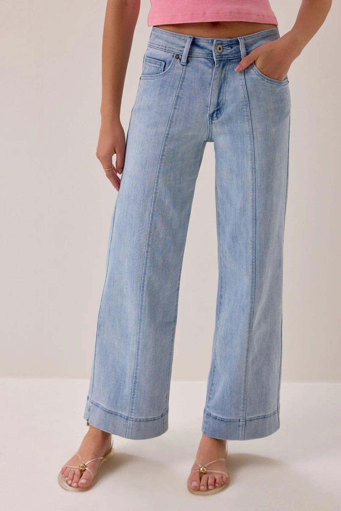 light wash high rise jeans