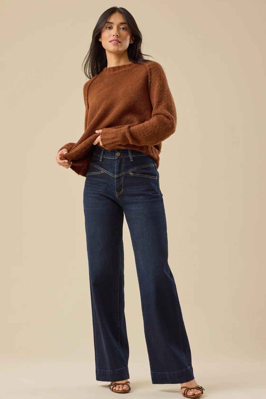 dark wash wide leg jeans