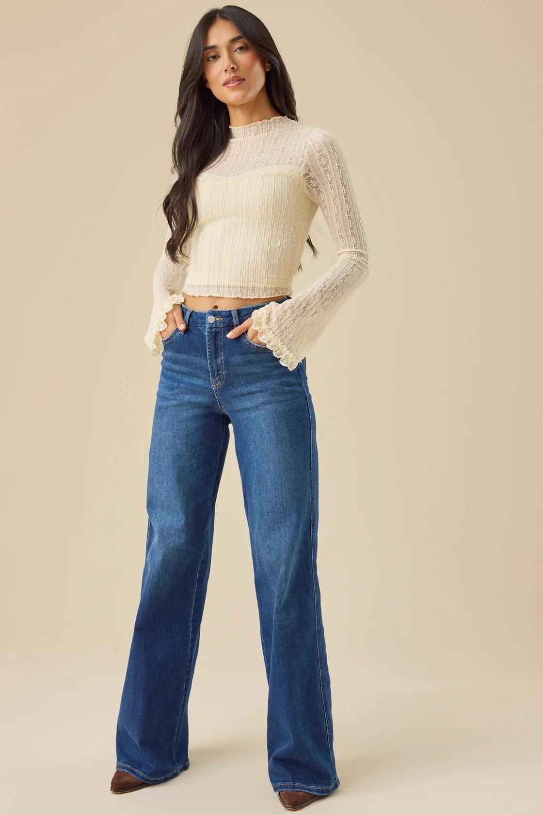 high rise dark wash jeans