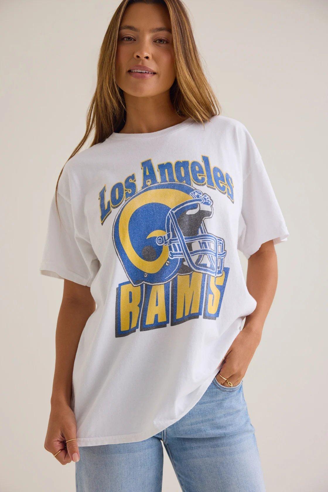 white los angeles rams graphic tee