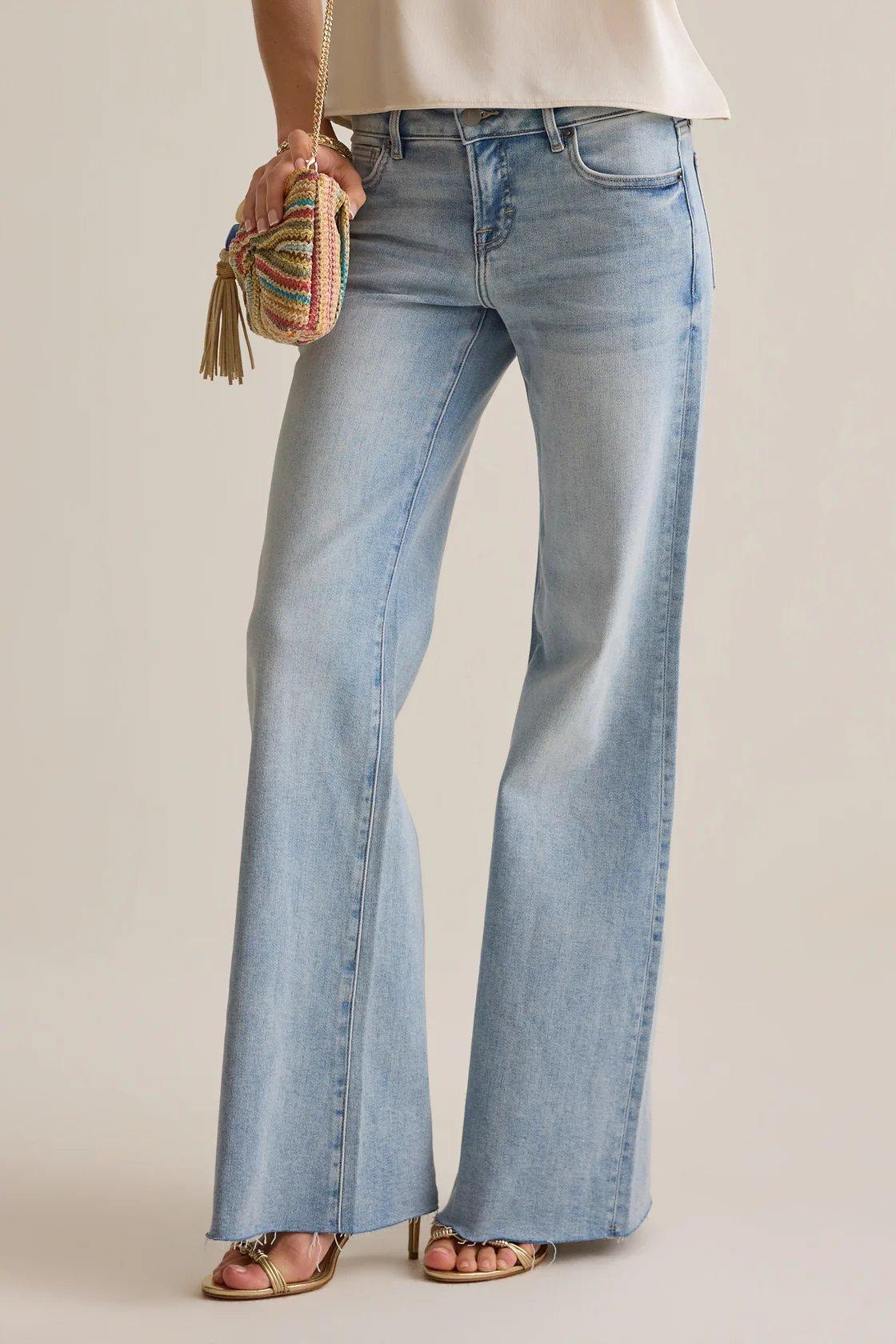 medium light wash flare jeans