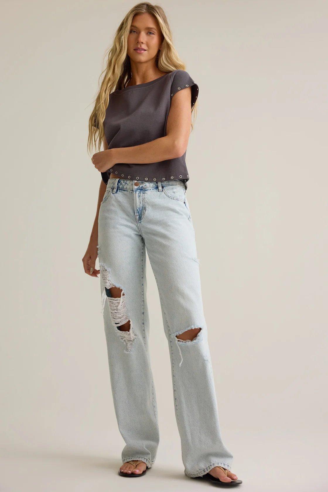 light wash distressed jeans