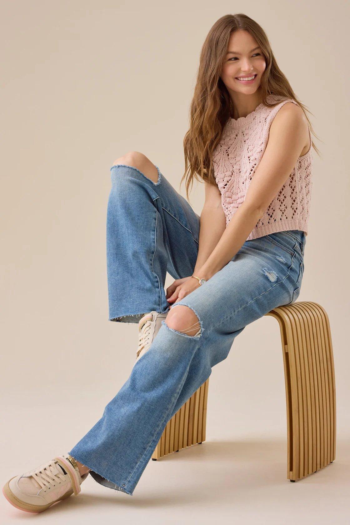 straight leg ripped jeans