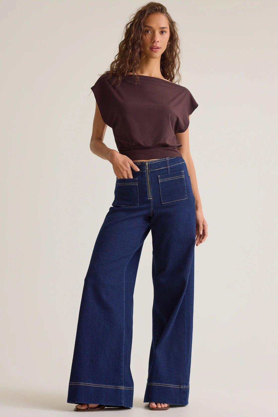 dark wash high rise jeans
