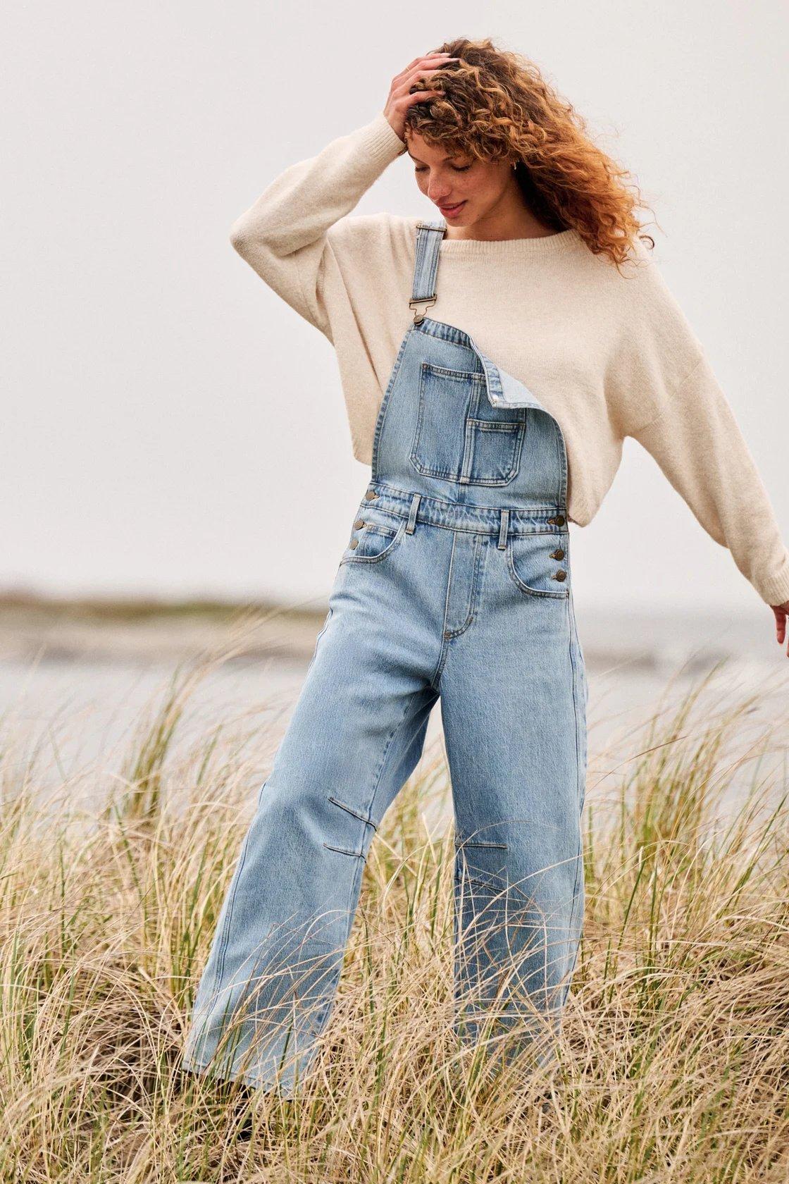 light wash barrel overalls