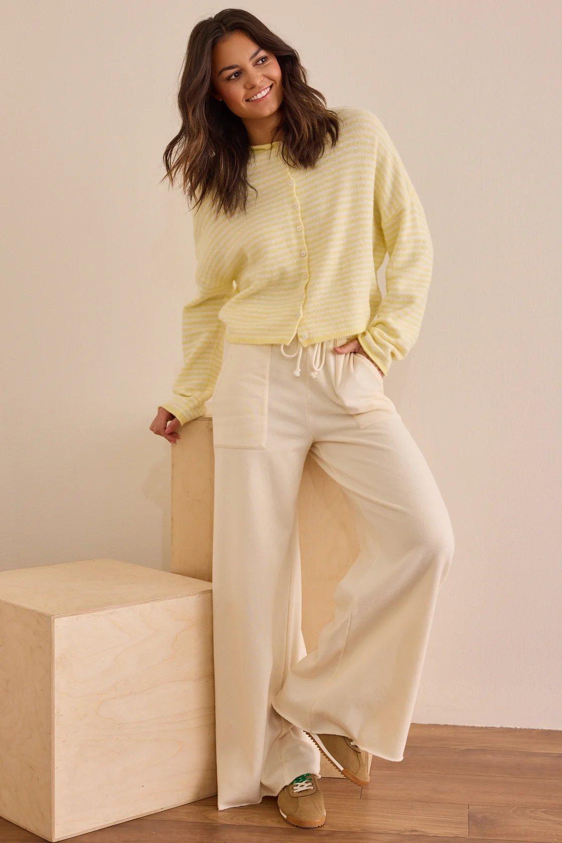 butter yellow striped cardigan