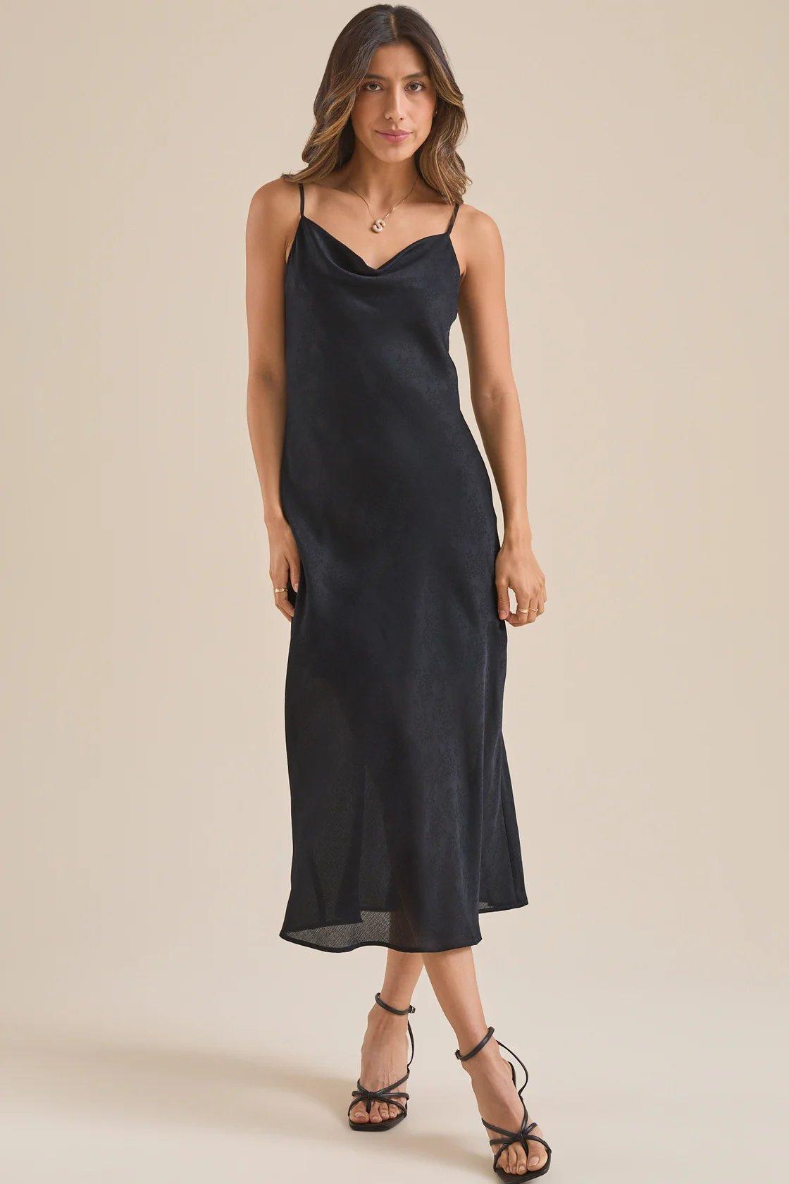 black satin maxi dress