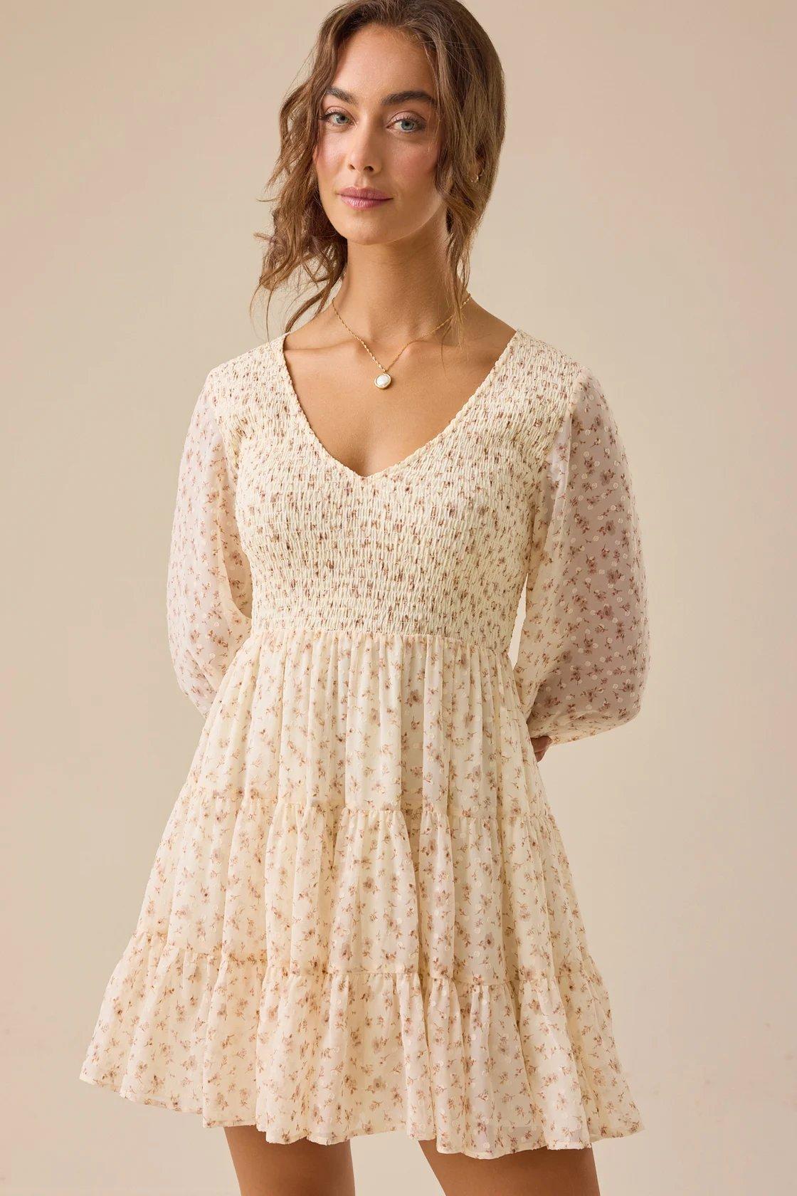 white floral mini dress