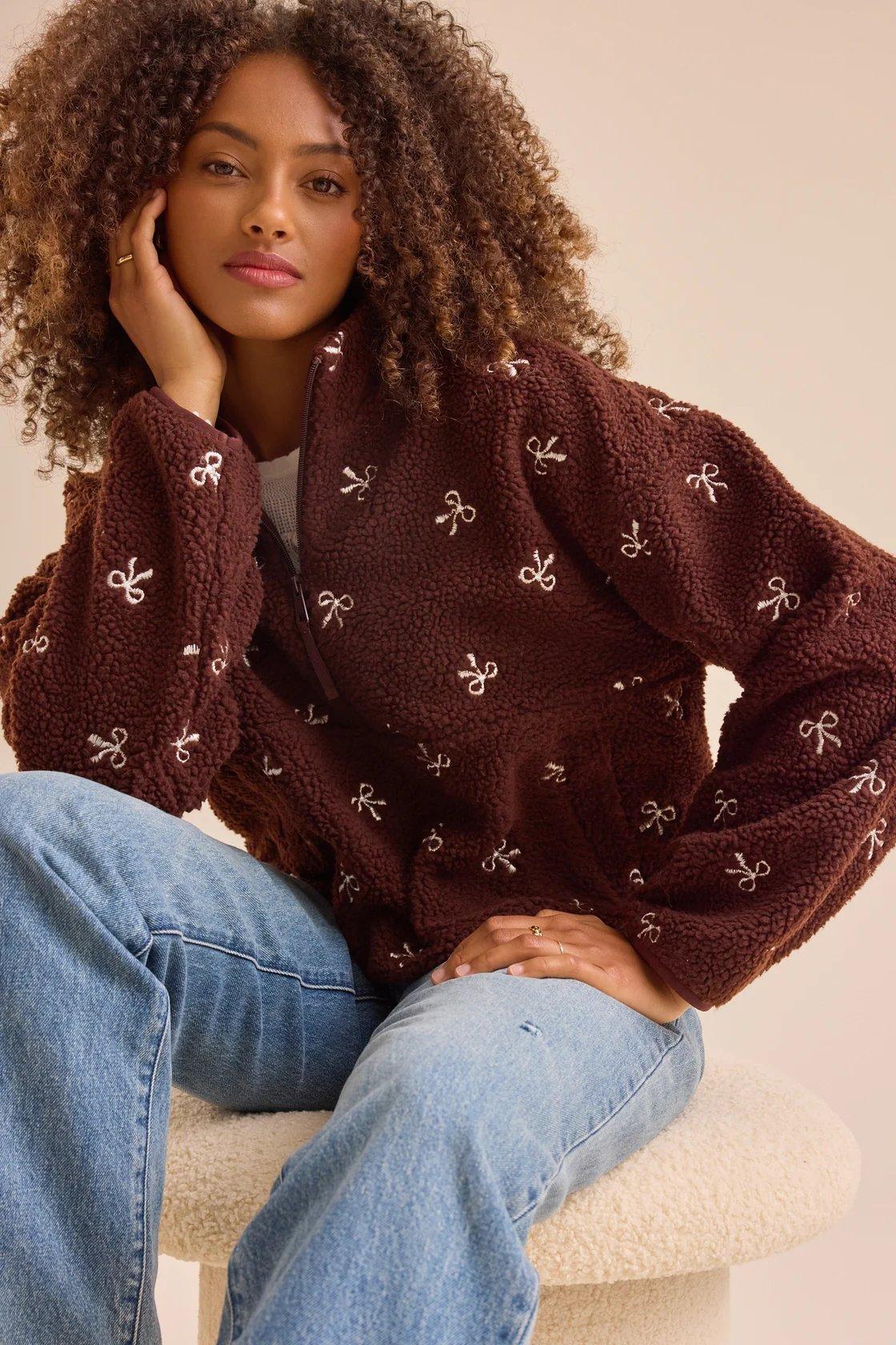 Leanna Sherpa Bow Pullover