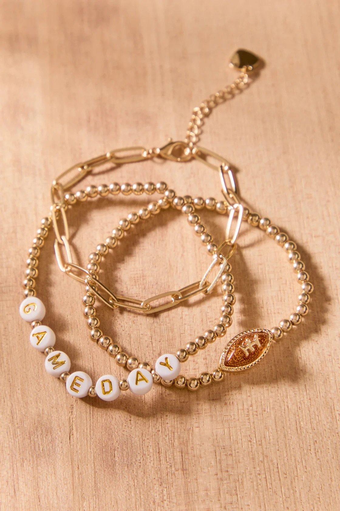 gold game day themed bracelet set