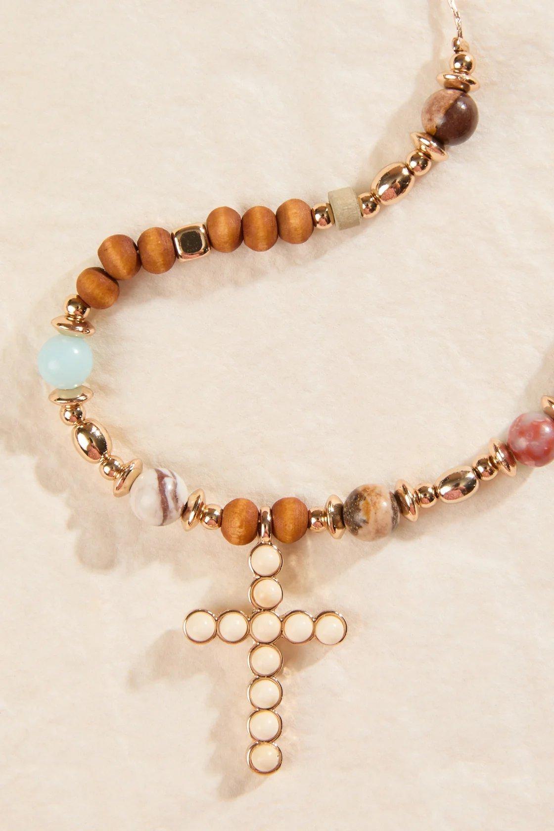 beaded cross necklace