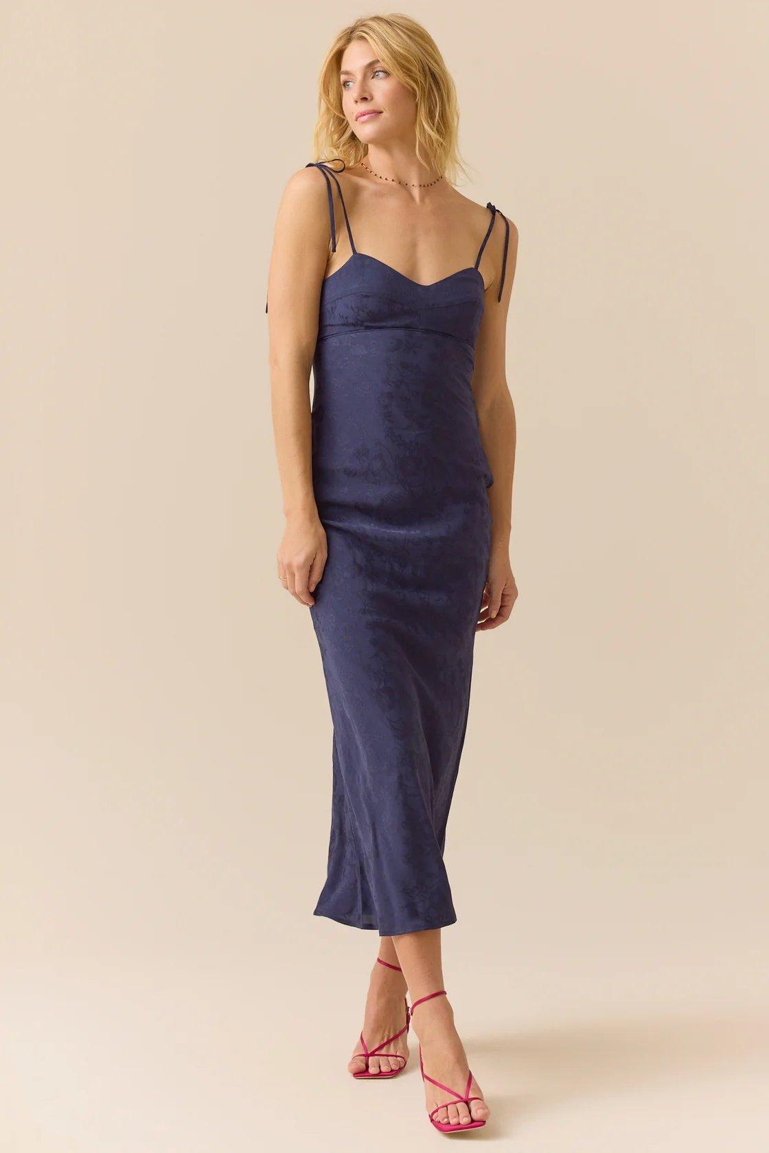 navy blue floral maxi dress