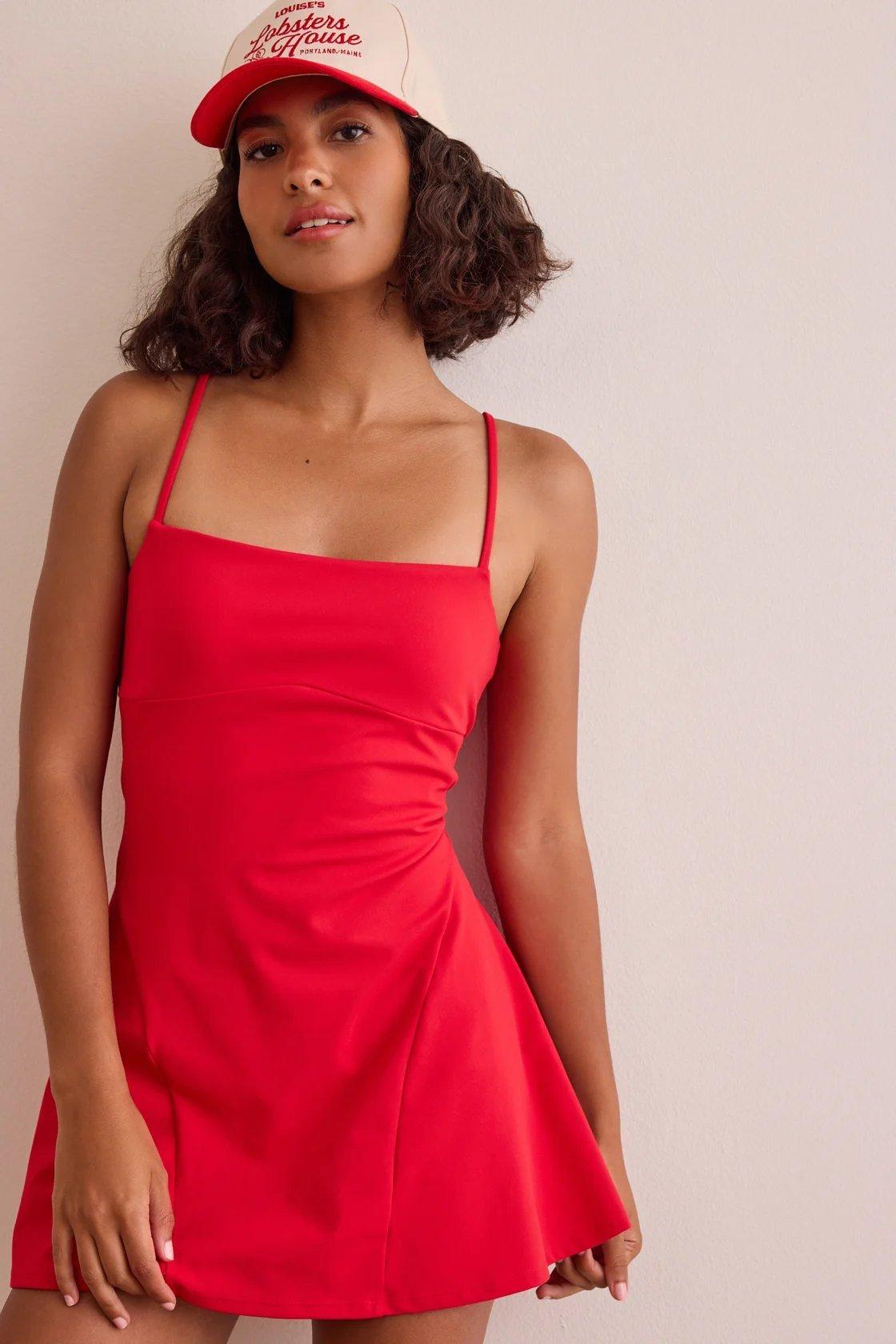 red athletic dress