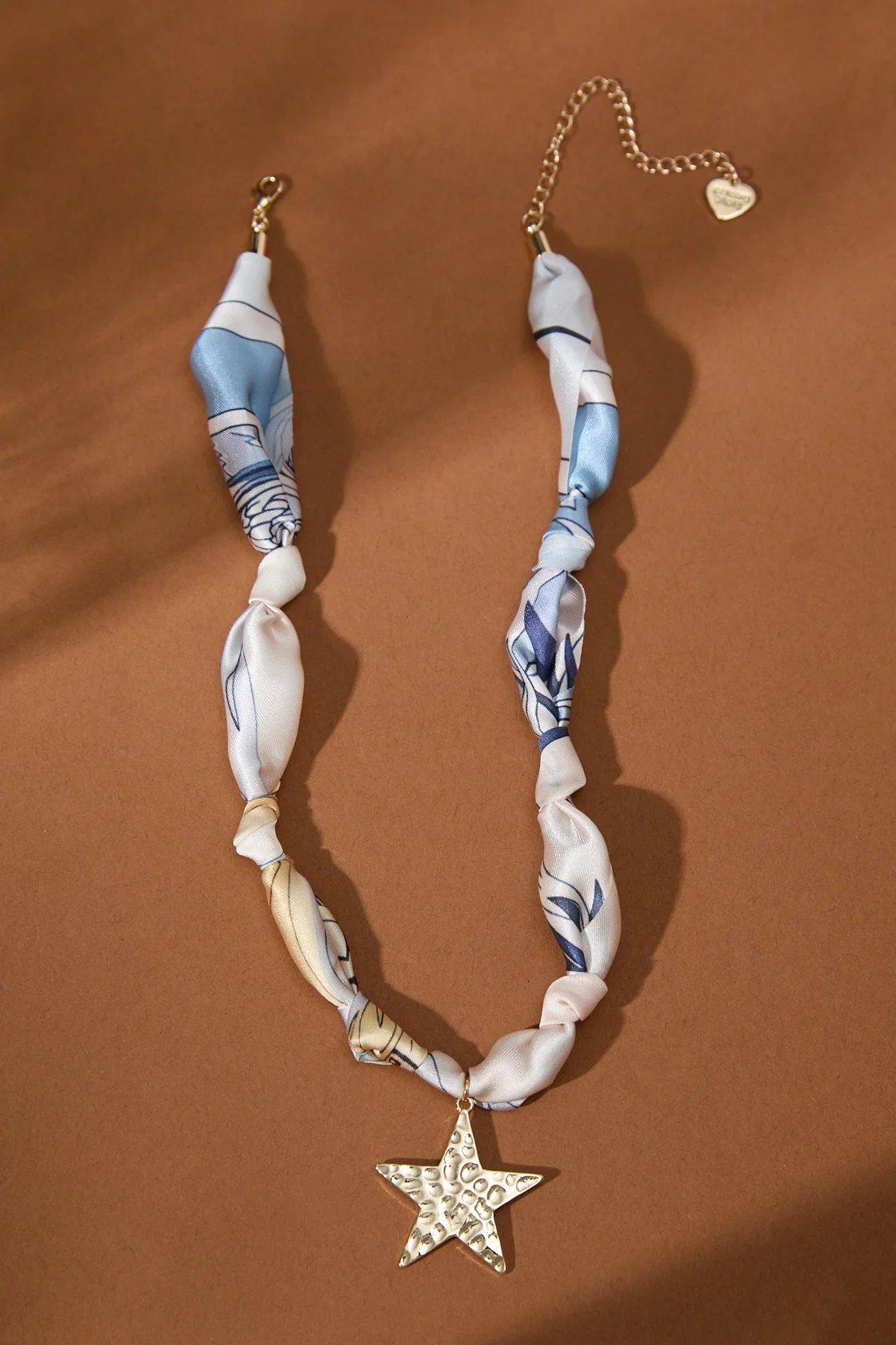 hammered star scarf necklace