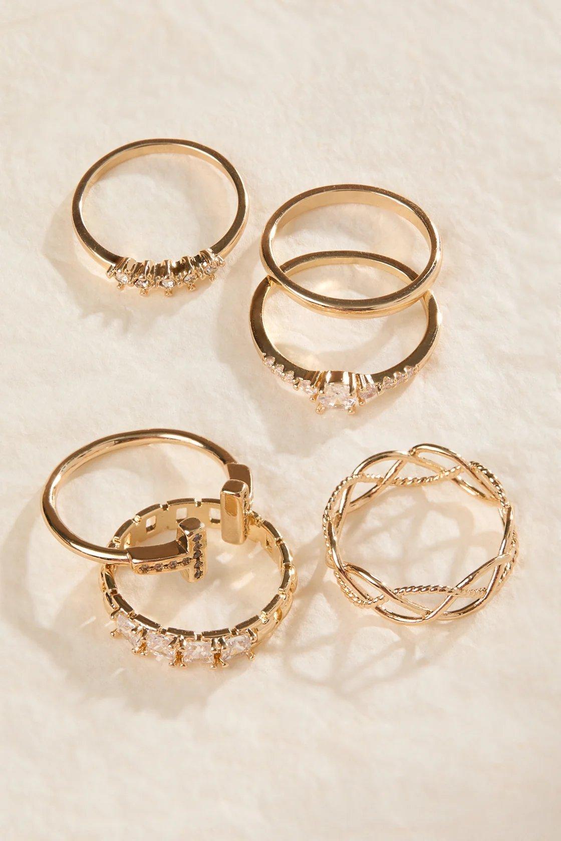 variety of gold stack rings