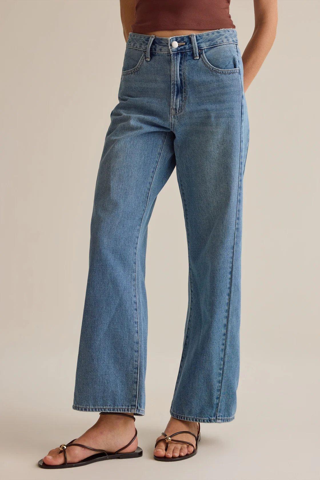 medium wash barrel jeans