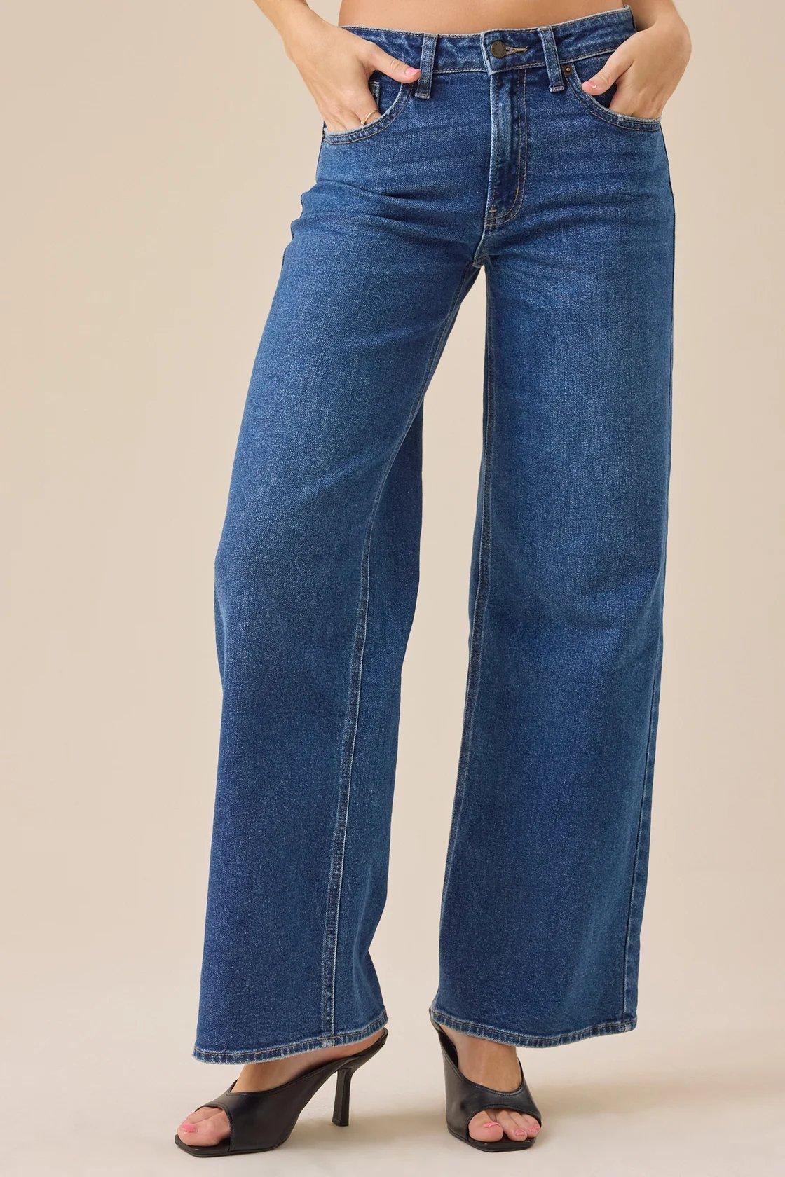 dark wash straight leg jeans