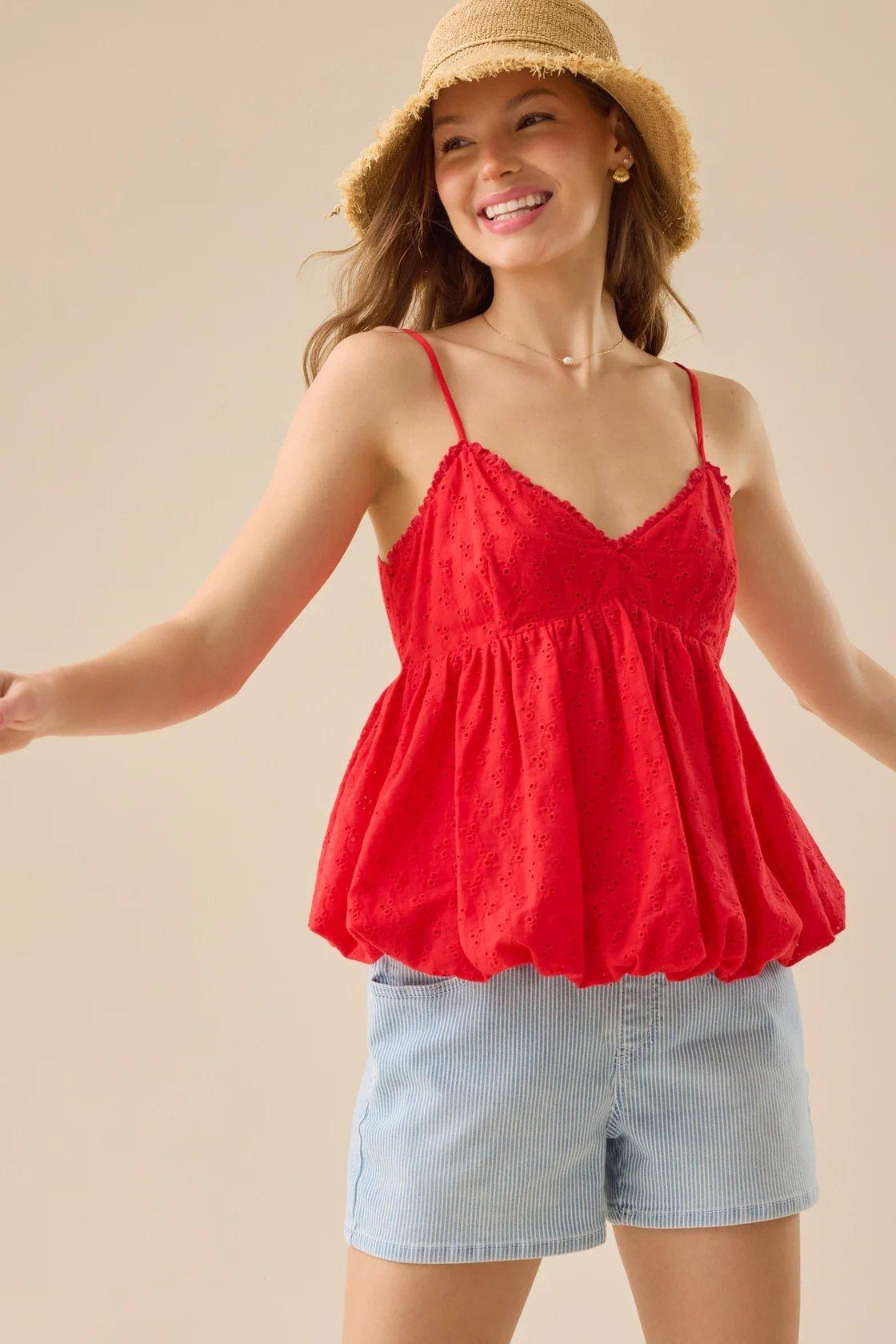red strapped bubble tank