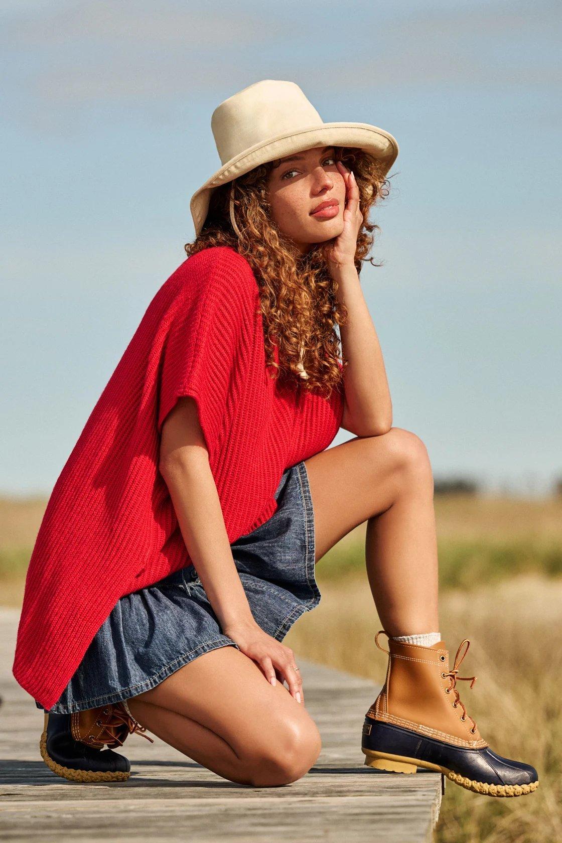 red oversized pullover