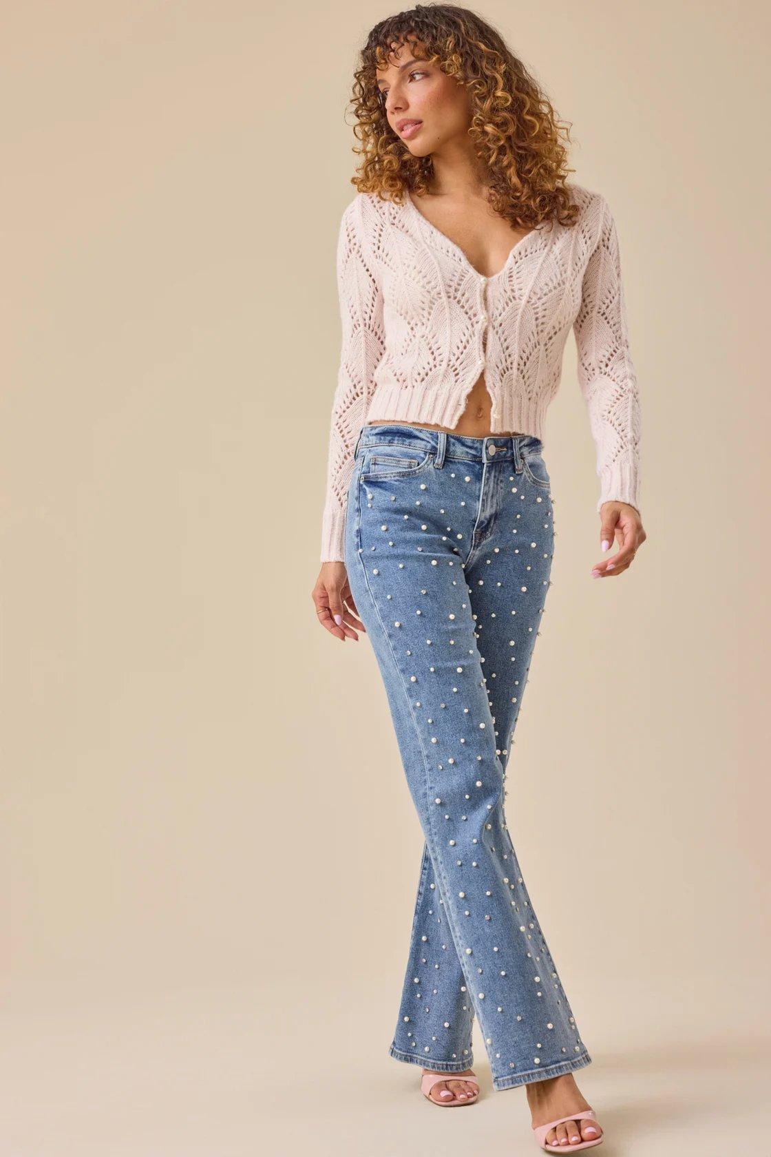 light pink pointelle cardgian