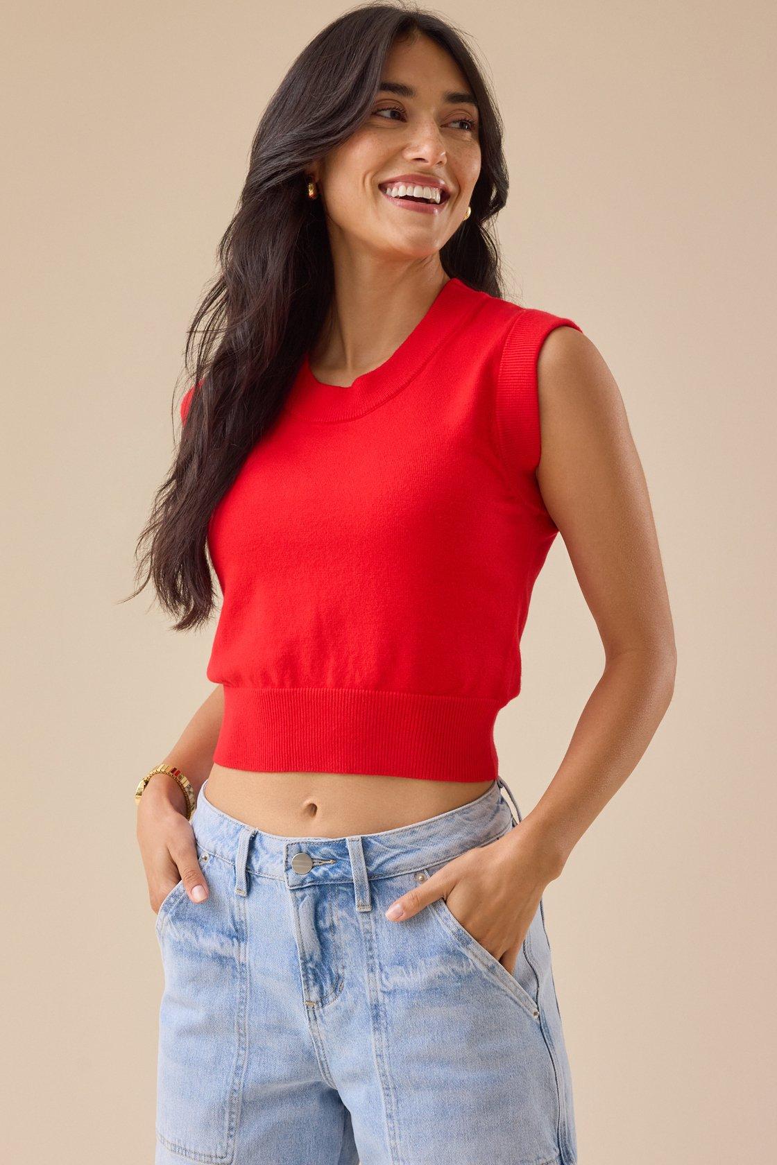 red boxy vest 