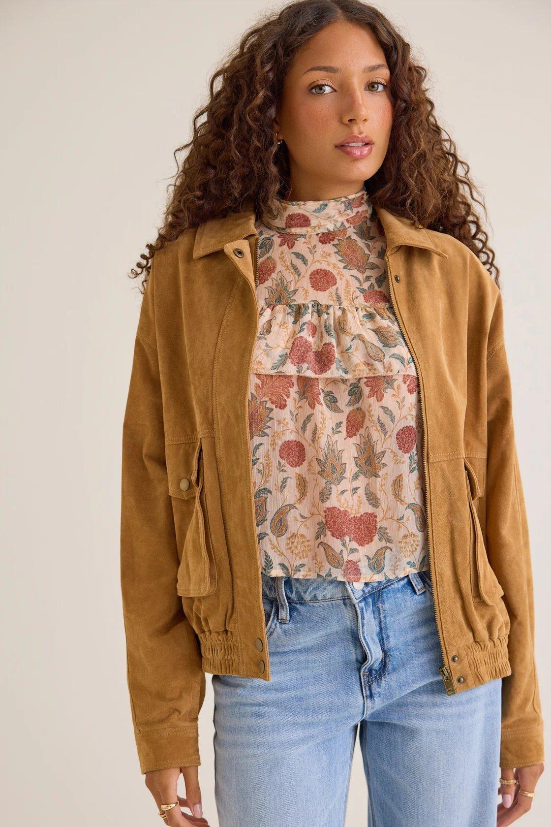 camel brown suede jacket