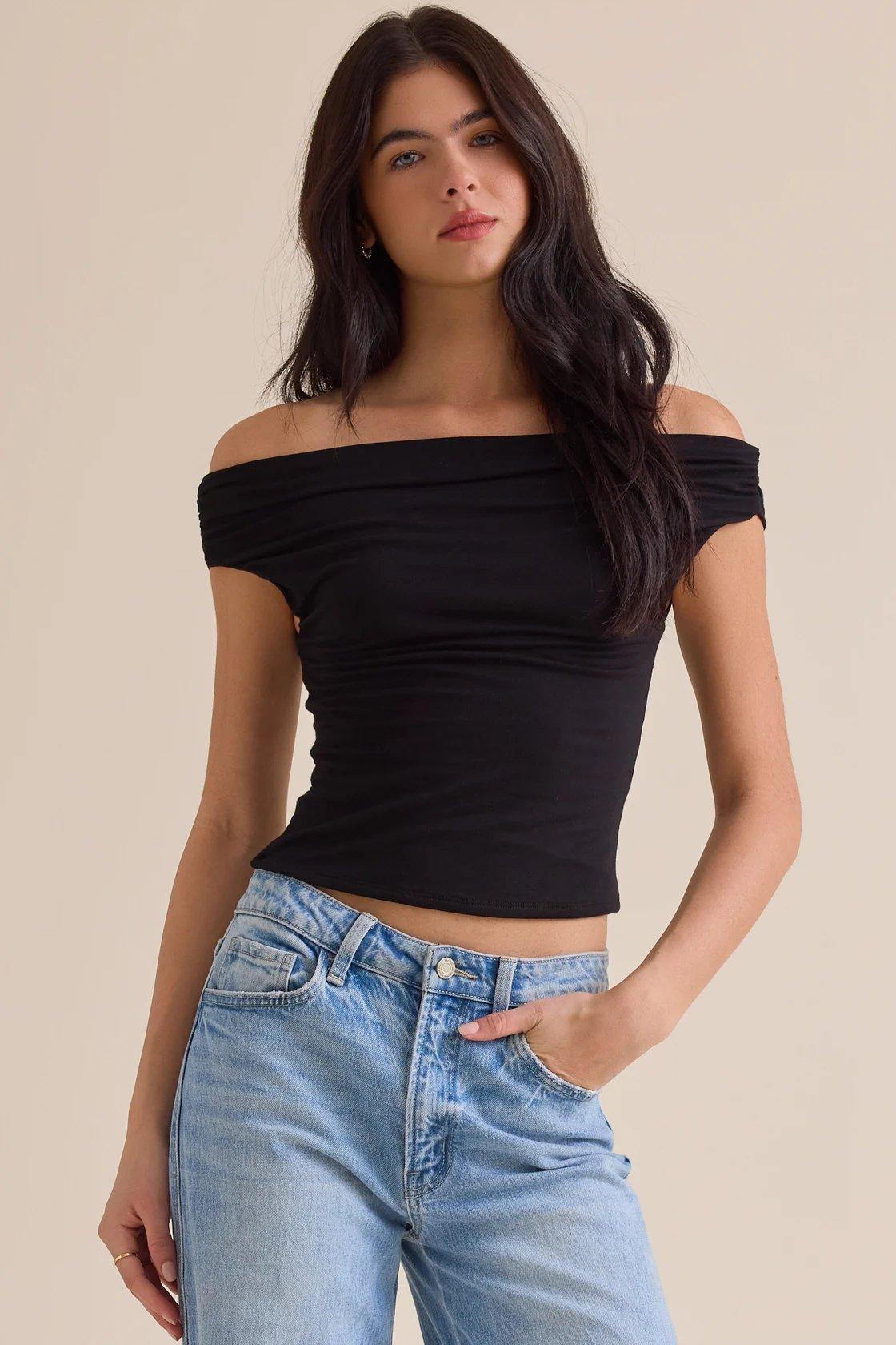 black asymmetrical top