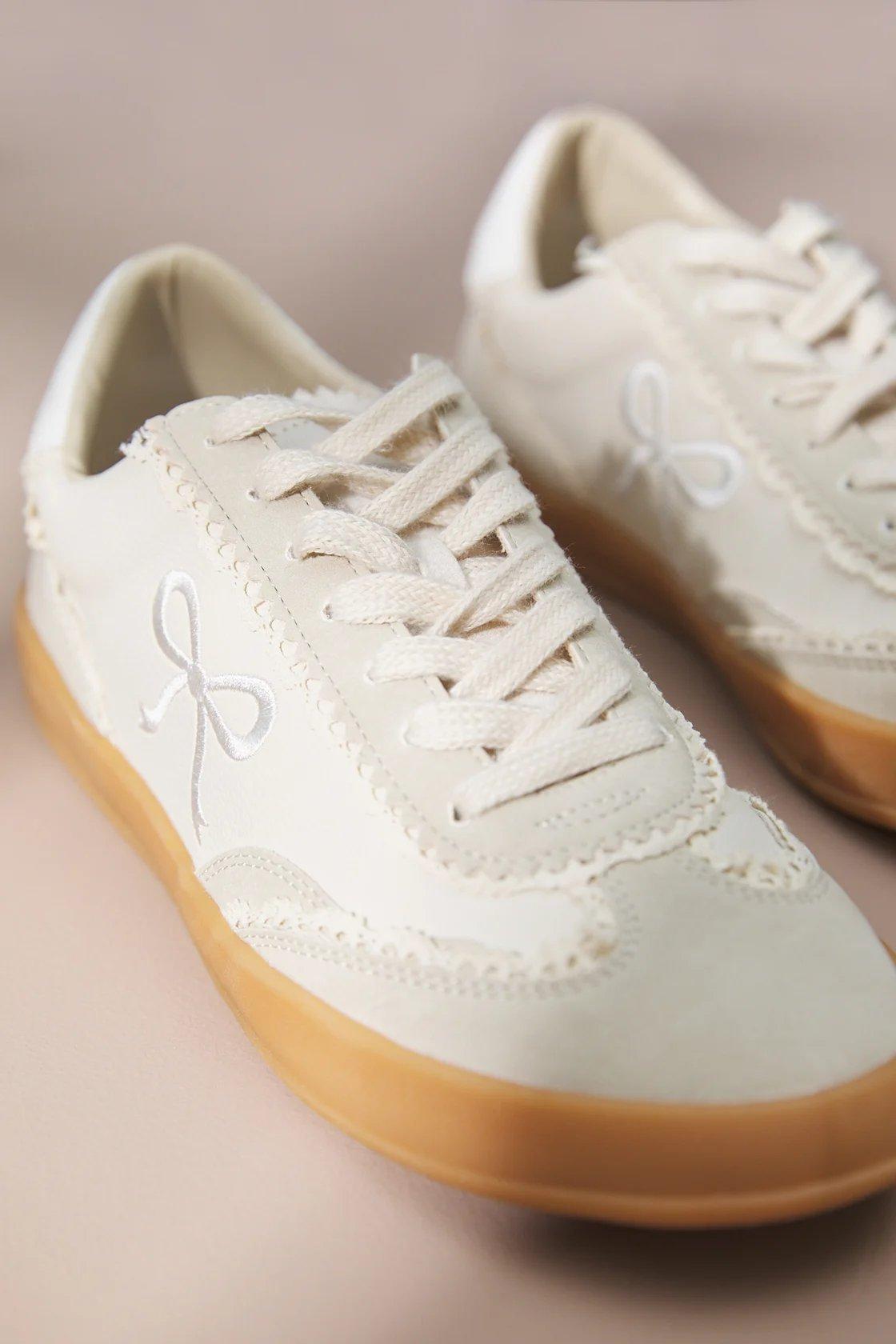 white bow lace sneakers