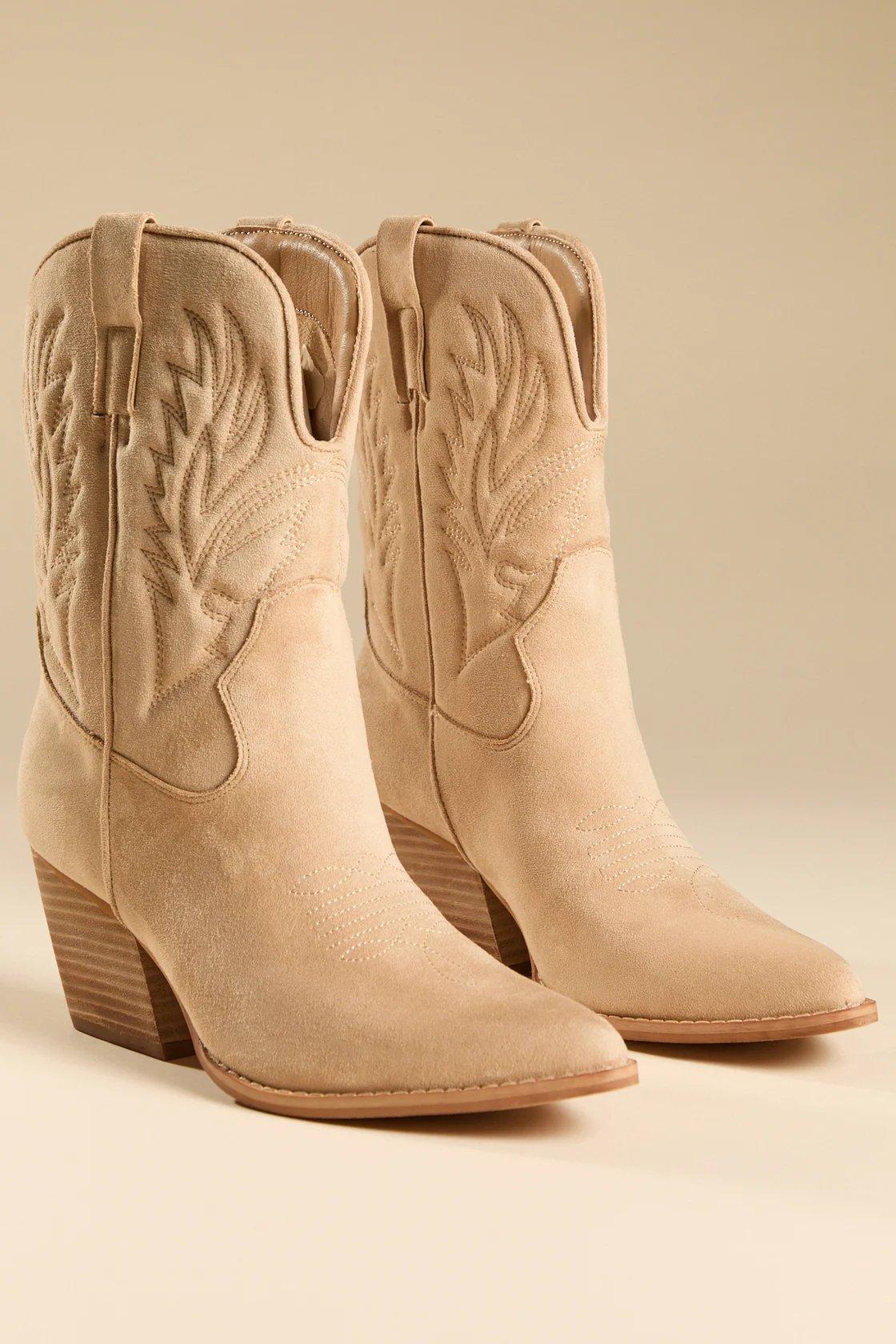 light beige western boots