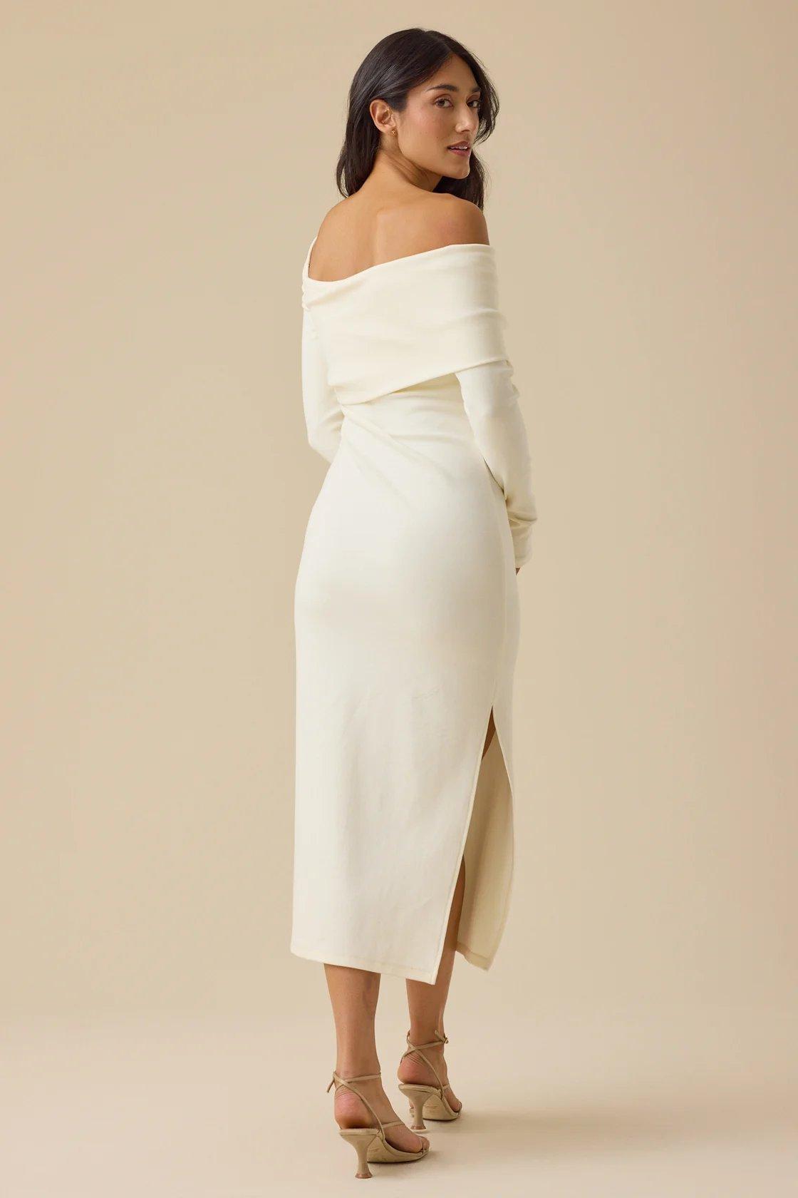 white fitted maxi dress