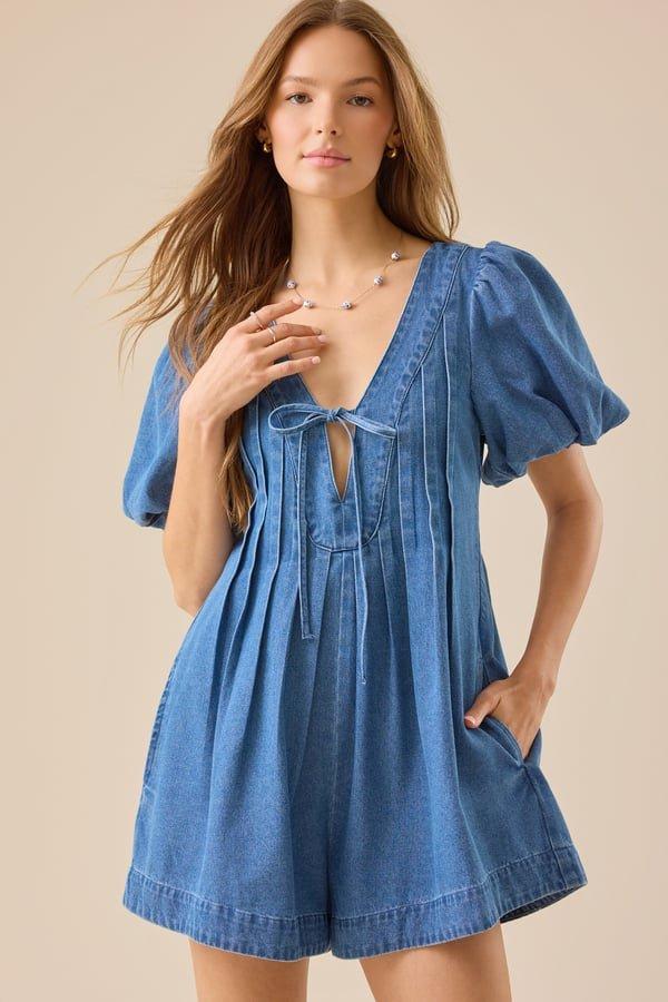 mediu wash denim romper