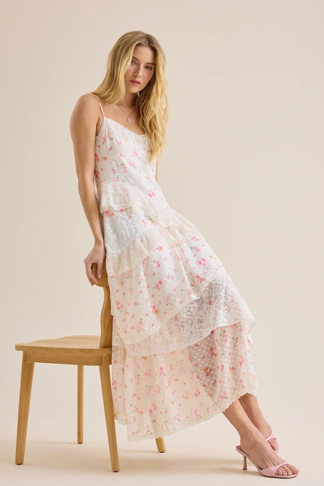 white floral maxi dress
