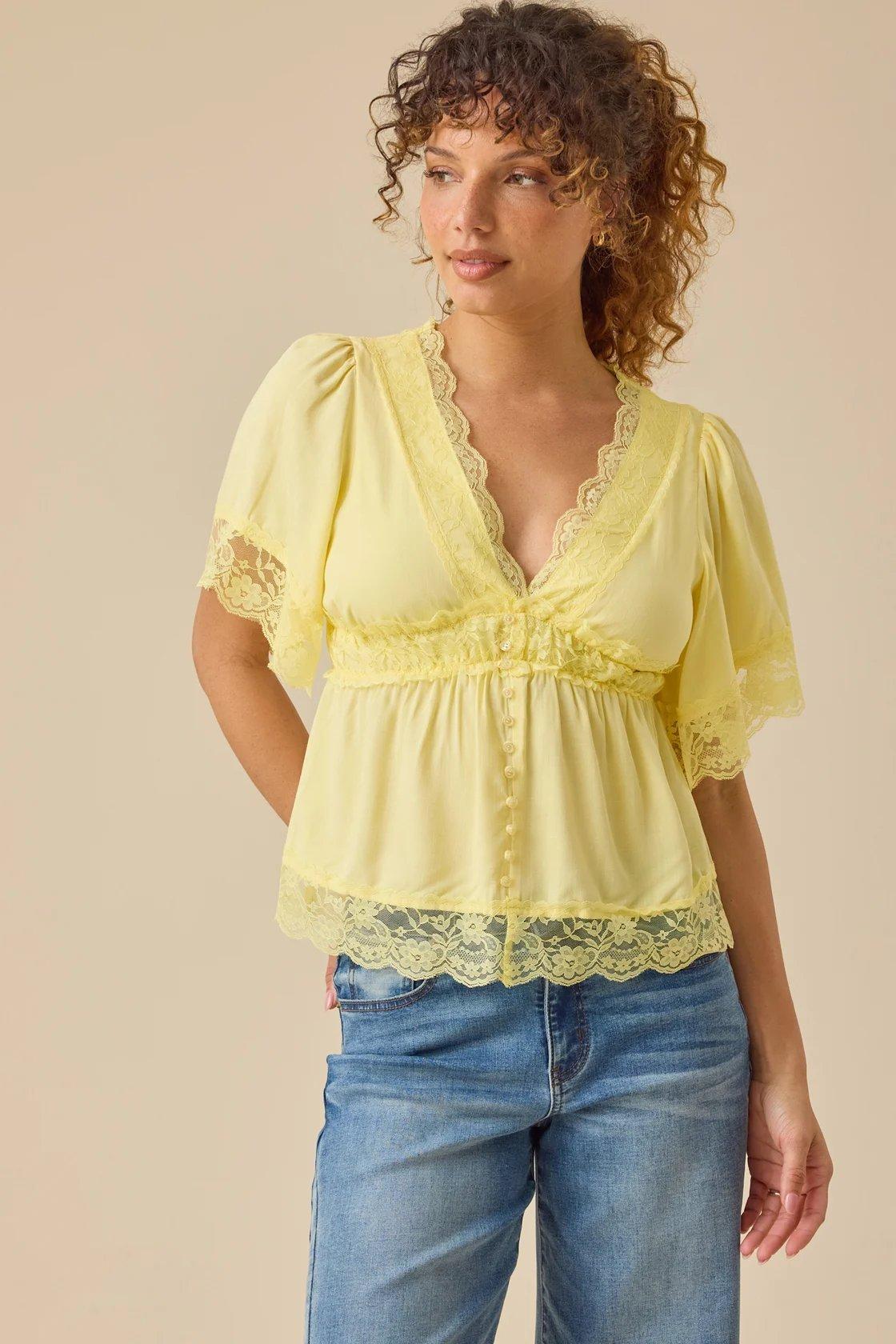 yellow lace babydoll top
