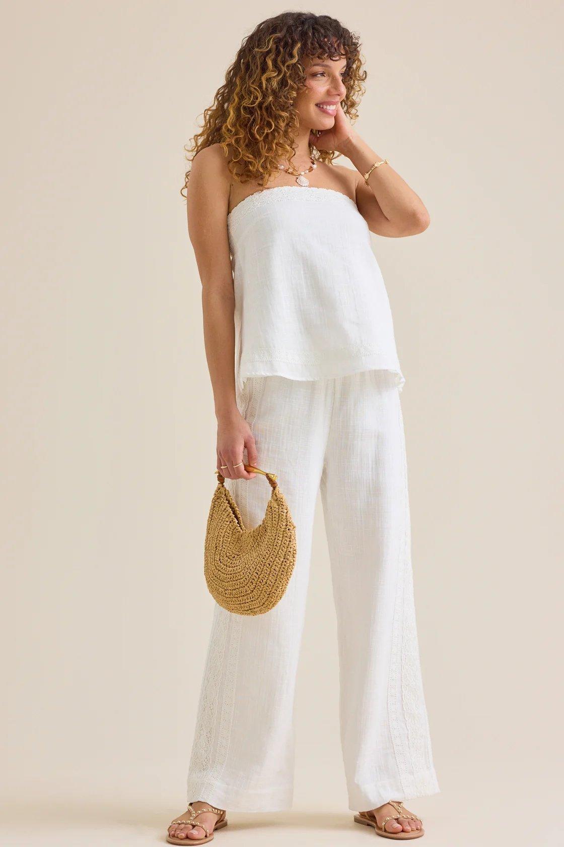 white flowy tube top