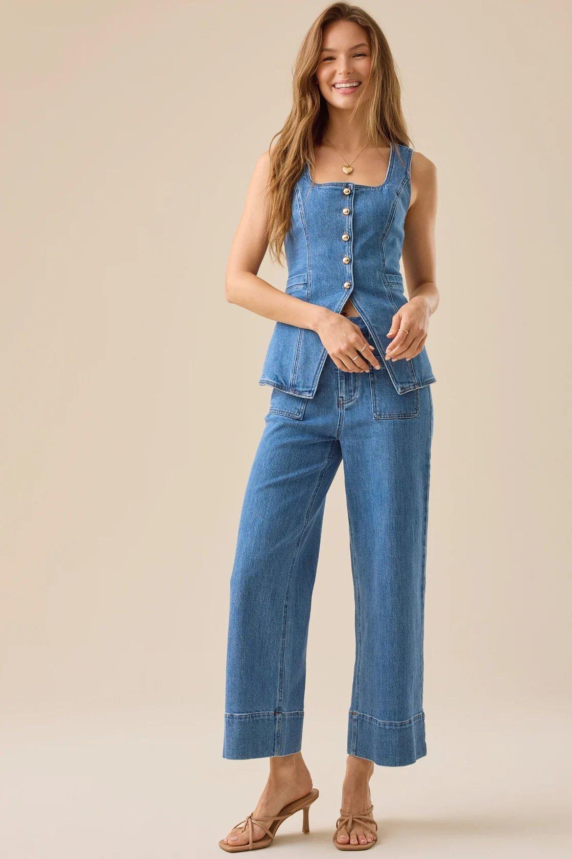 cropped blue jeans