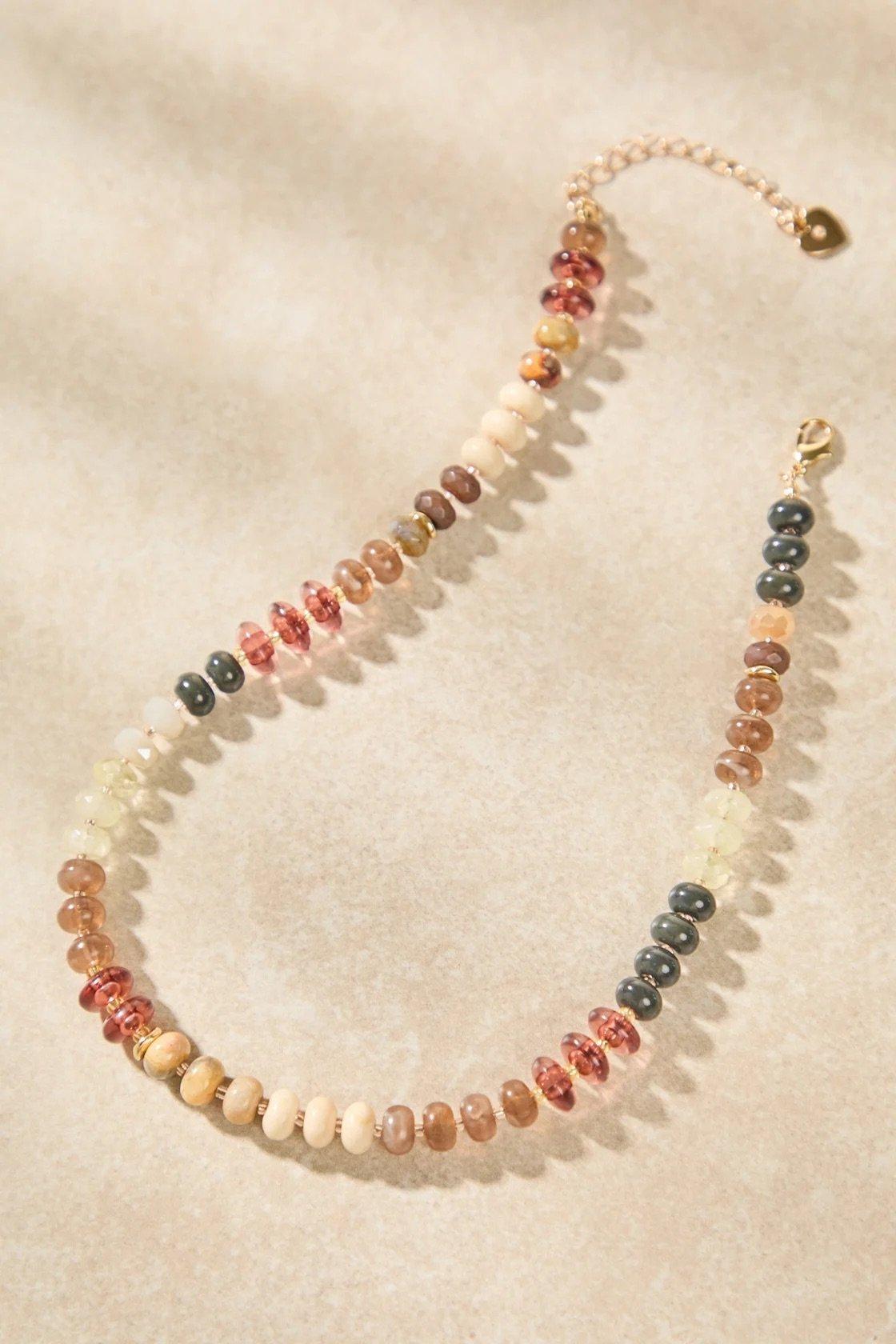 earthy multi colored beaded necklace