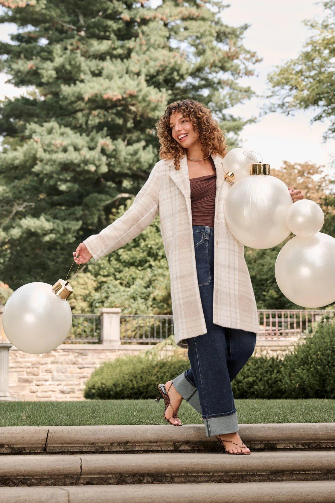 Jolie Plaid Wool Peacoat