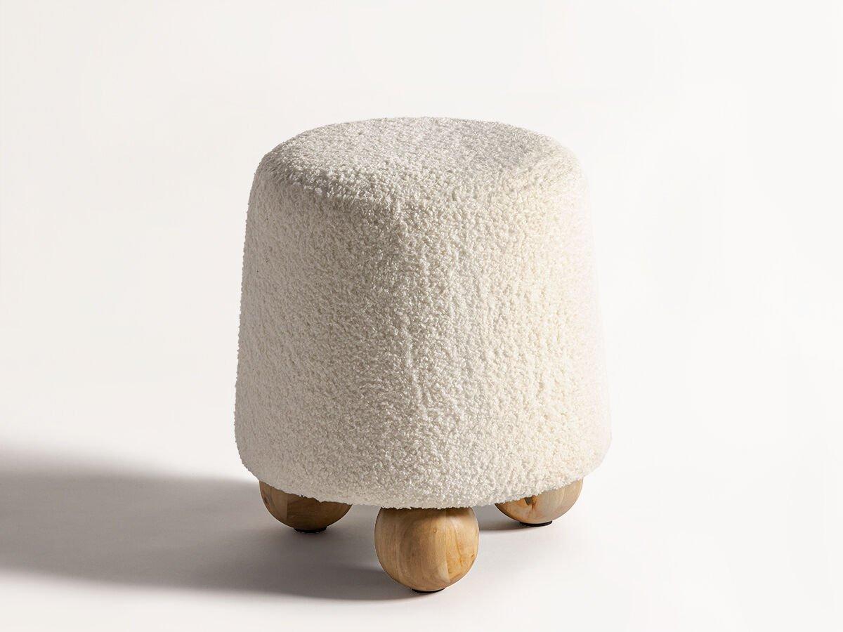 upholstered round stool with wooden bases