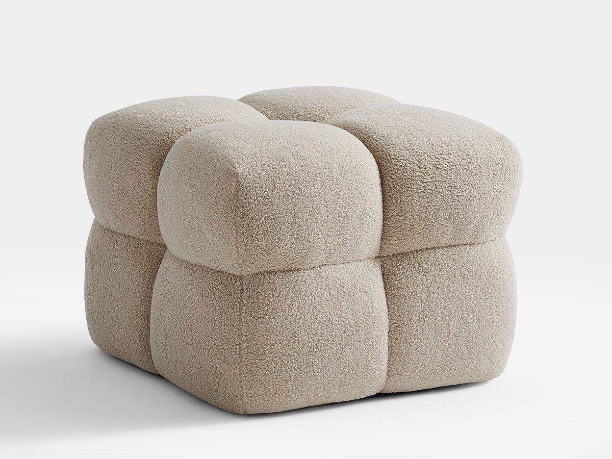 Beige upholstered stool