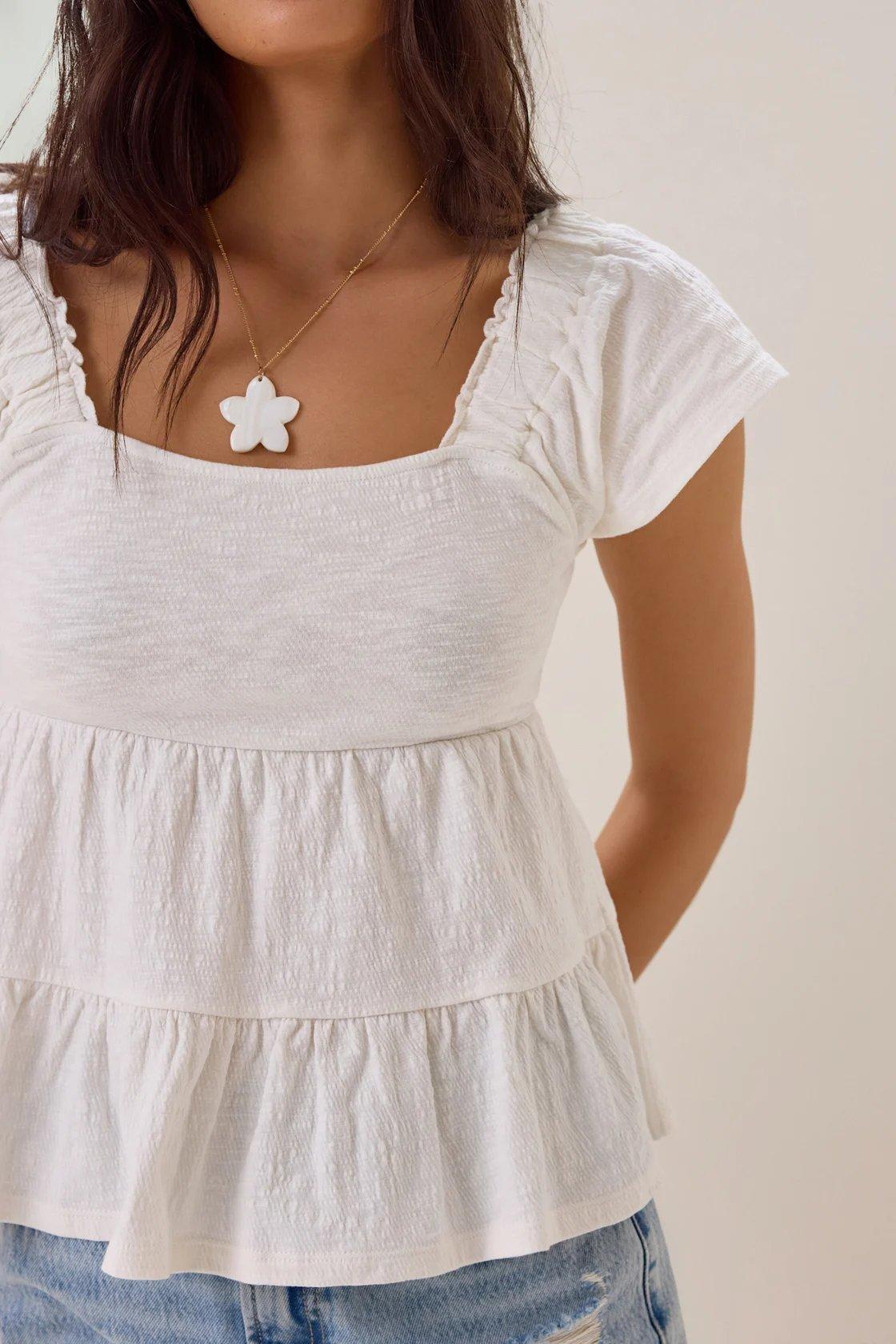 white tiered babydoll top