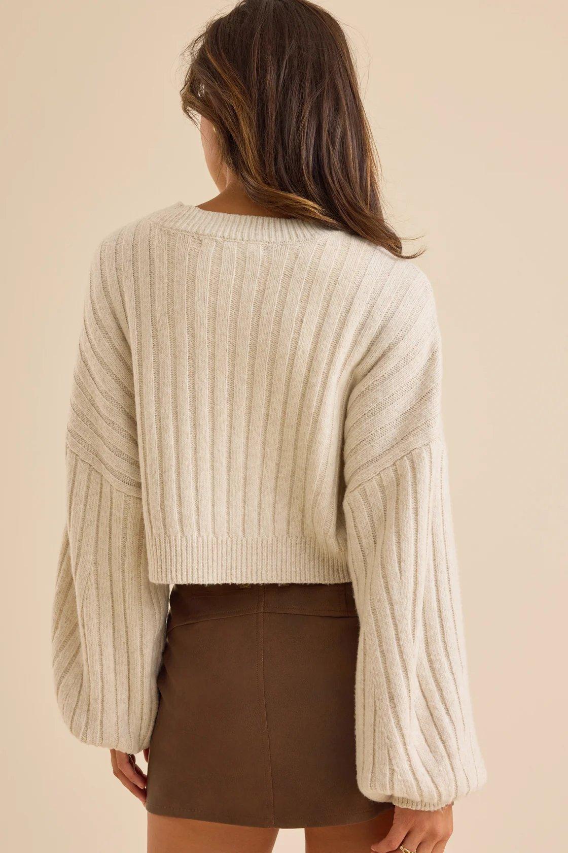 oatmeal colored cropped sweater