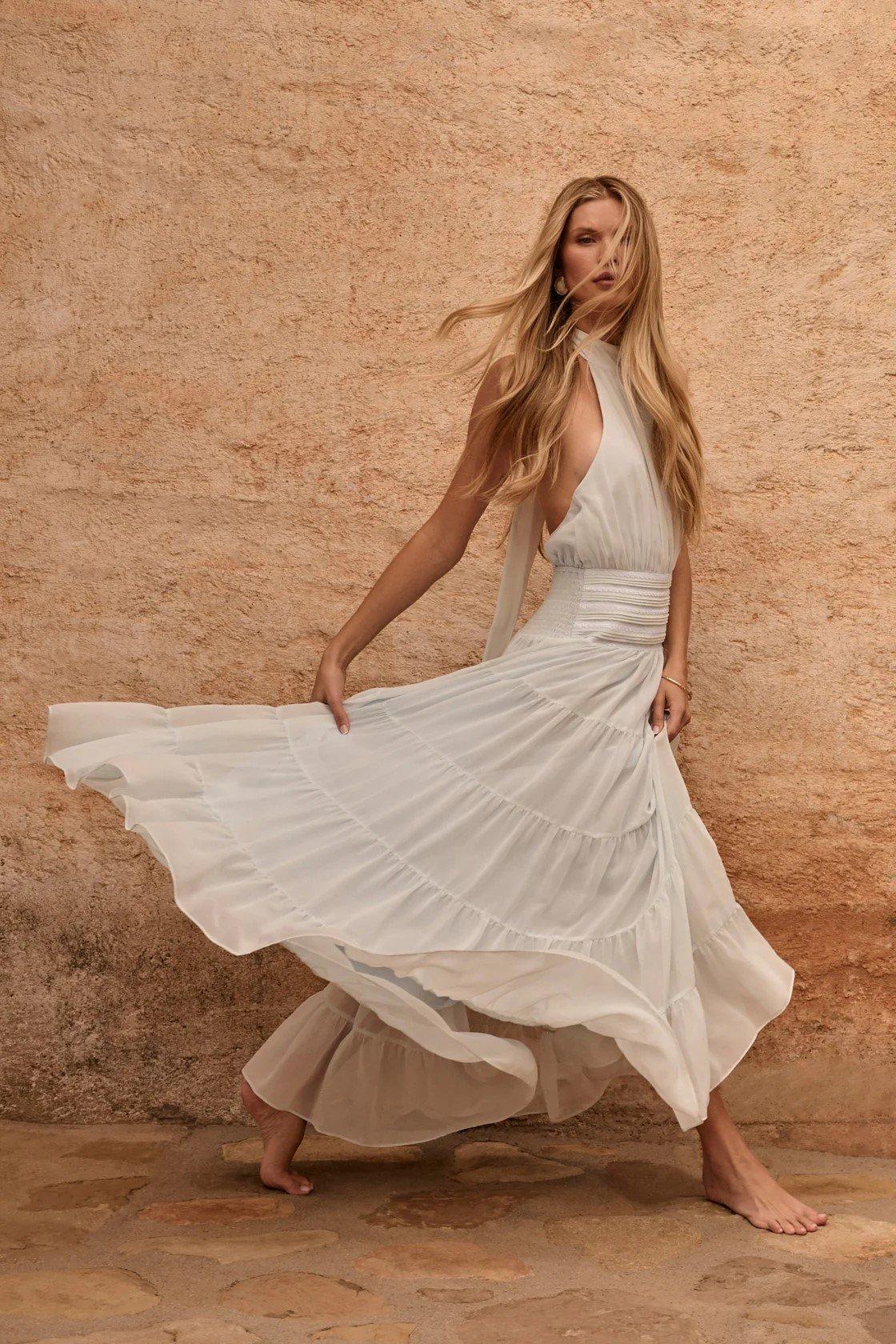 High neck flowy maxi dress
