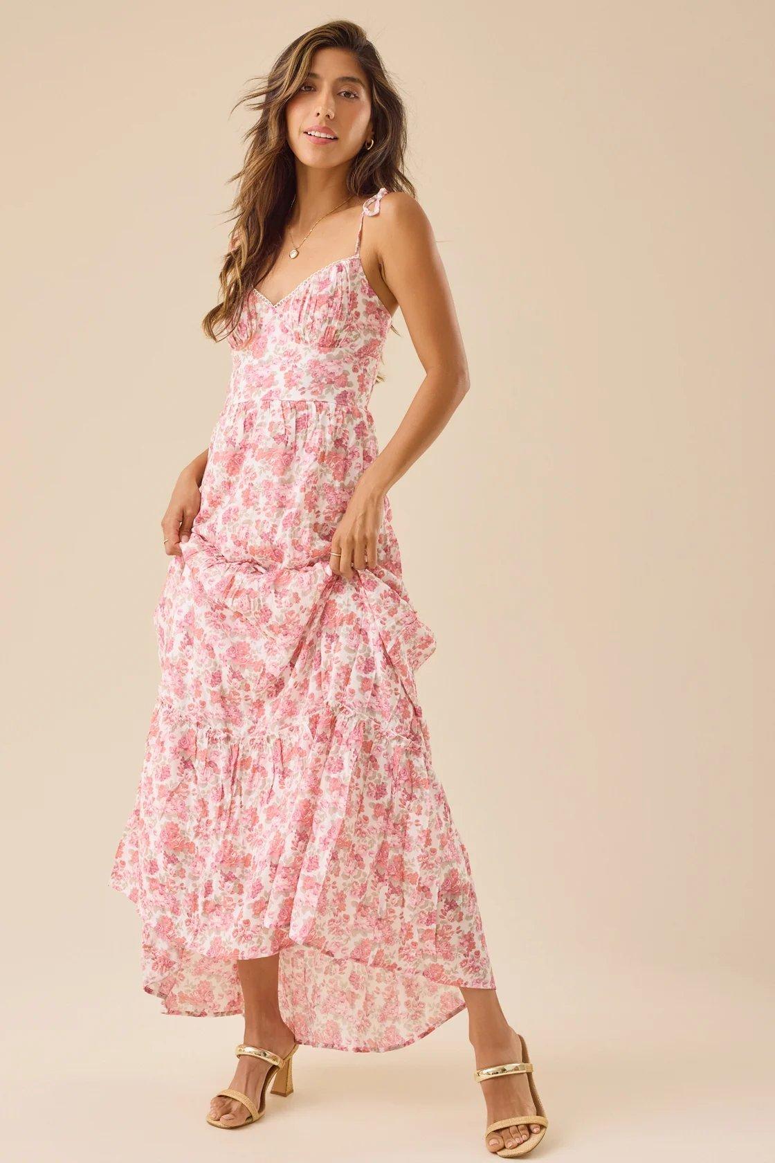light pink floral maxi dress
