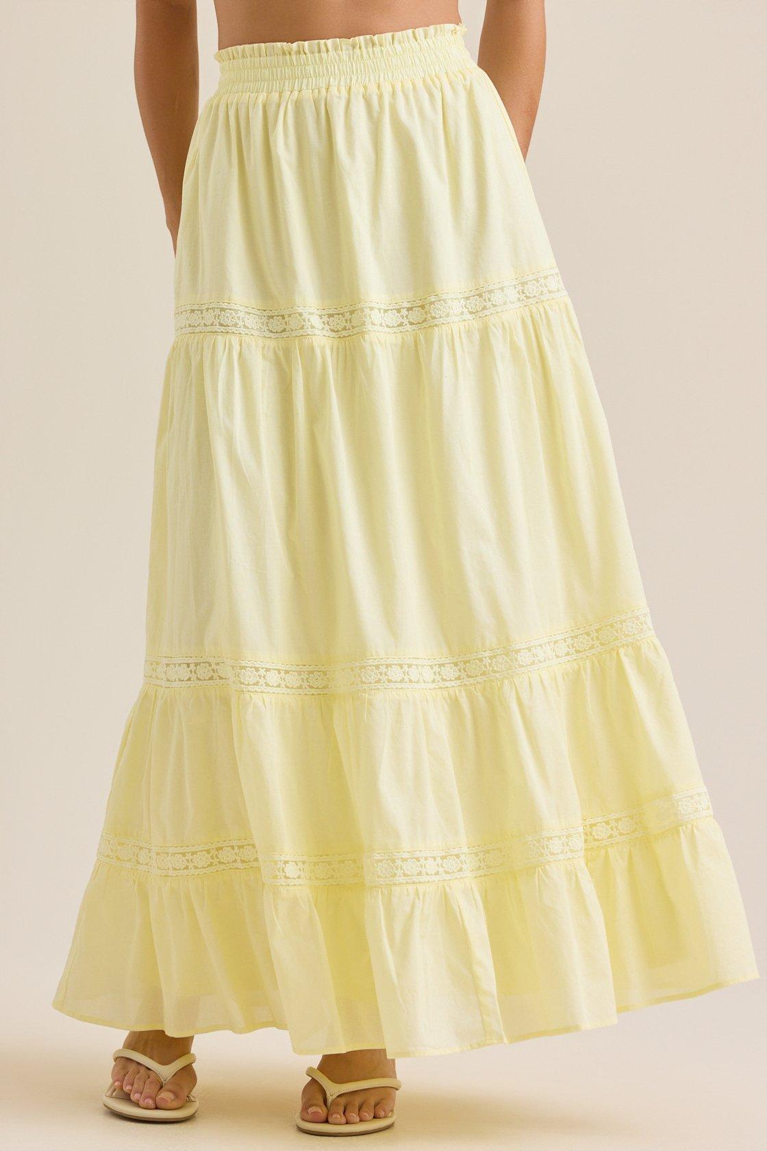 yellow maxi skirt