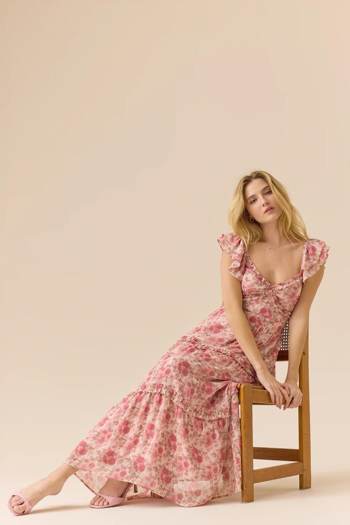 dusty pink floral maxi dress