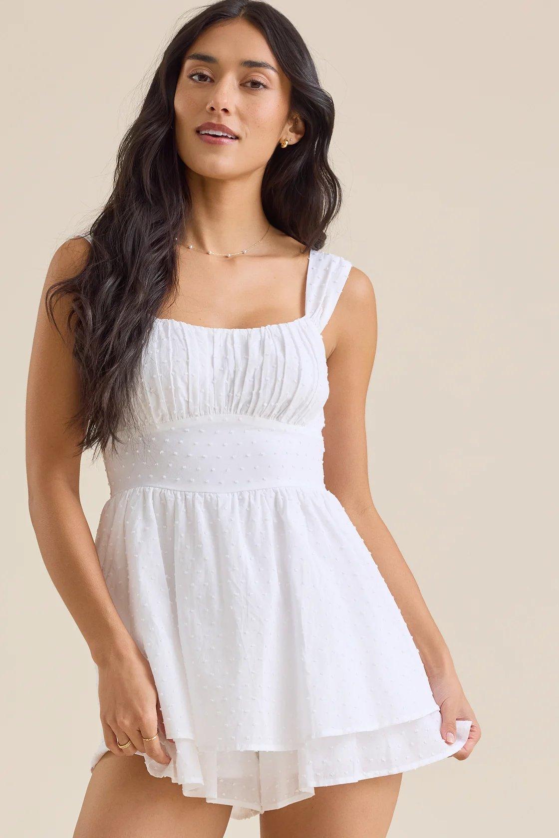 white double layer romper