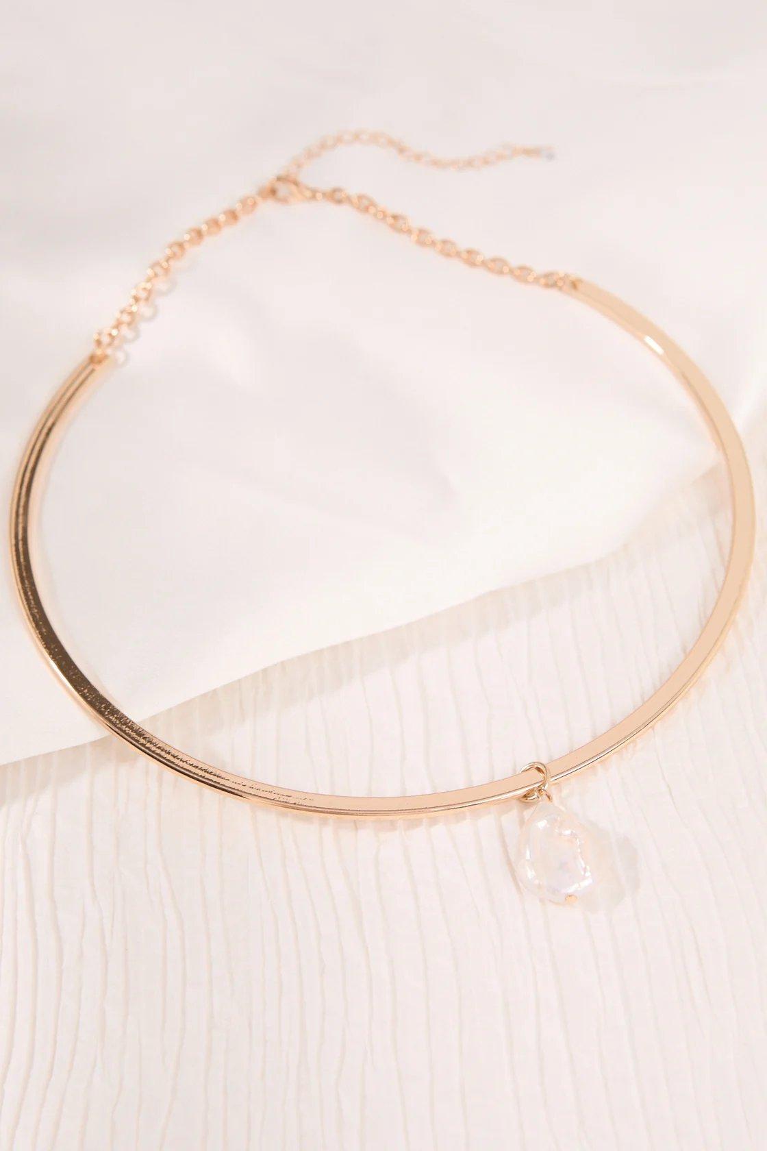 pearl drop pendant gold necklace