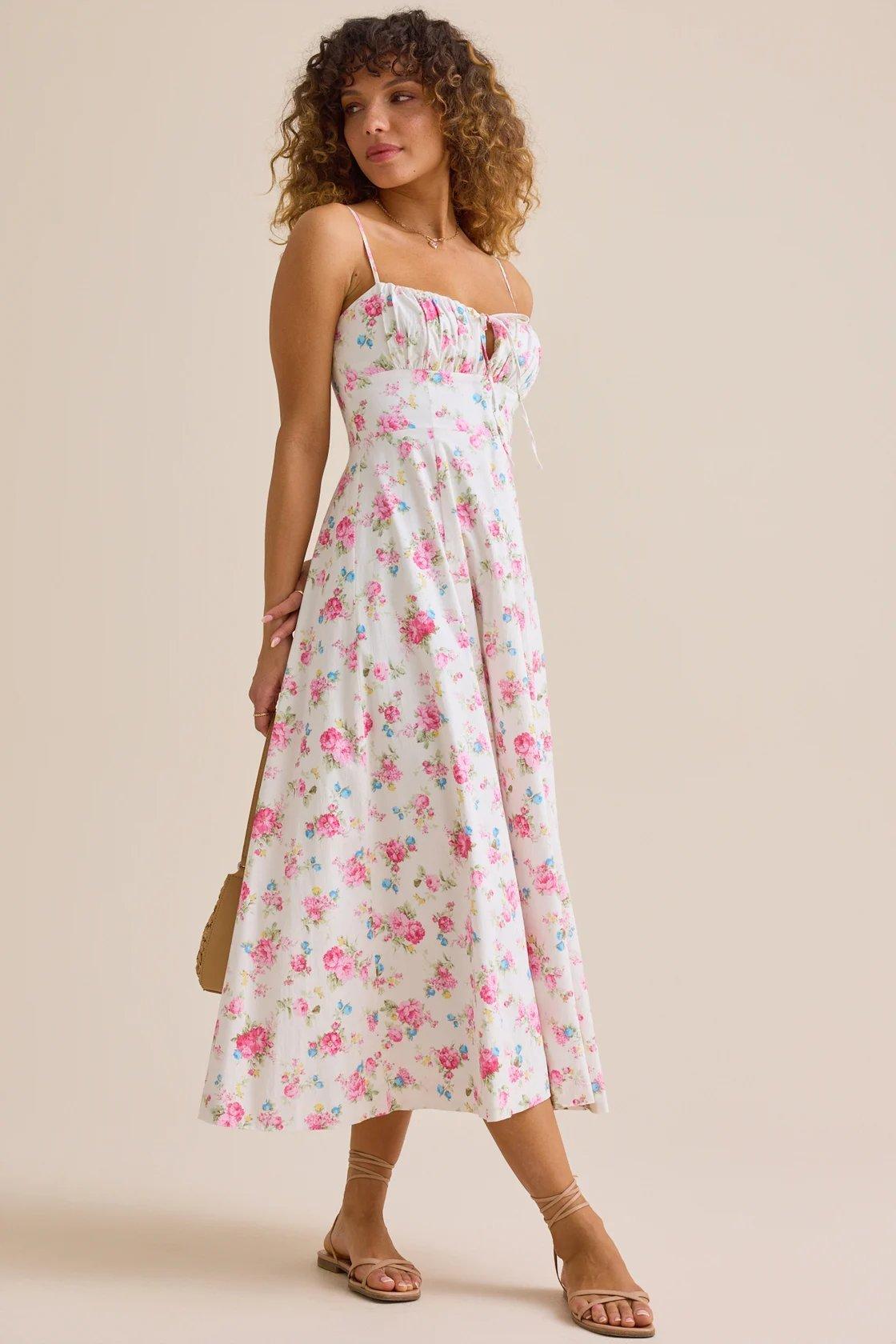 white floral maxi dress