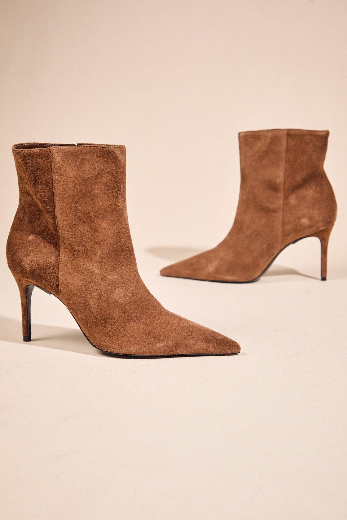 light brown heeled short boots